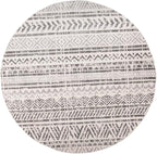 Rugshop Geometric Boho Round Rug – Gray Tribal Pattern, Perfect for Dining Room, Bedroom, Living Room, 8' Round