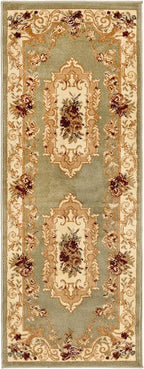 Rugs.com Chateau Collection Rug – 2' x 5' 3 Runner Green Medium Rug Perfect for Hallways, Entryways