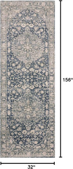 Loloi Teagan Collection TEA-01 Denim/Mist 2'-8" x 13' Runner Rug, Large, Soft Neutral Rug, High-Traffic for Living Room, Bedroom, Home Office, Dining Area
