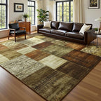 DweIke Large Modern Washable Area Rugs 8x10, Living Room Rug Non-Slip and Non-Shedding Large Rugs for Bedroom, Low Pile Indoor Rubber Backed Carpets for Dining Office Home Decor, Brown