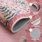 Wonnitar Washable Pink Floral 8x10 Rugs for Bedroom, Non-Slip Living Room Area Rug, Cute Nursery Large Botanical Area Rug, Soft Floor Carpet for Playroom Closet (Pink,8'x10')