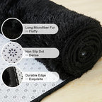 Andency Black Area Rugs 9x12 for Living Room Home Decor, Large Shaggy Bedroom Carpet, Non-Slip Big Shag Indoor Thick Soft Fluffy Furry Fur Area Rugs for Kids Dorm Nursery Aesthetic