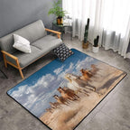 Running Horse Area Rug Washable Outdoor Rugs Anti-Slip Soft Carpet Entryway Indoor Door Mat for Bedroom,Living Room,Porch,Terrace and Entrance Decor 8'x 5'