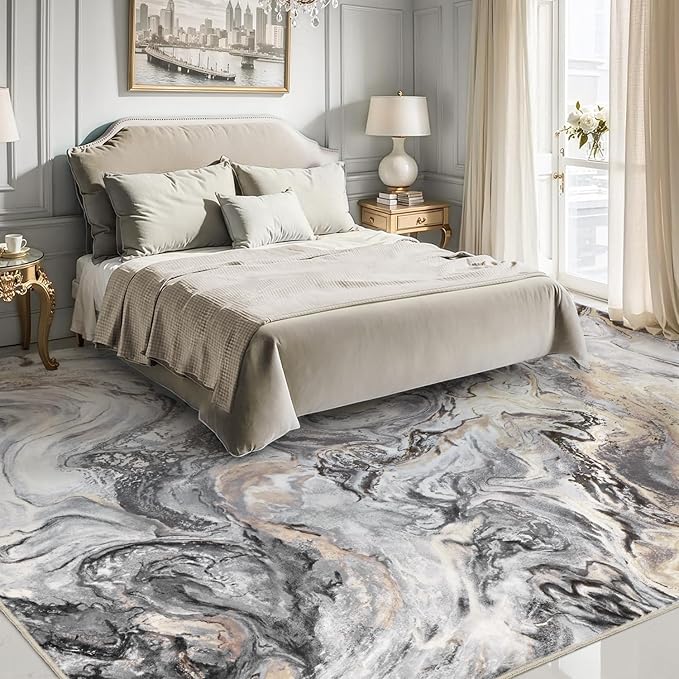 8x10 Area Rugs for Living Room, Modern Abstract Rug for Bedroom, Contemporary Machine Washable Rug, Large Stain Resistant Carpet for Dining Room Playroom Home Office, Pet & Kids Friendly