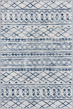 KUTA Area Rug 5x7, Moroccan Large Blue White Rugs Washable Boho Non-Slip, Ultra Soft Geometric Traditional Farmhouse Carpet for Living Room Dining Room Bedroom Dorm Office Home Décor