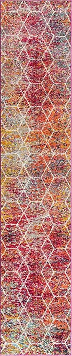 Unique Loom Trellis Frieze Collection Area Rug - Geometric (2' x 10' Runner, Multi/ Ivory)