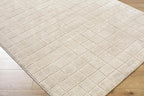 Livabliss x Our PNW Home Cascade Minimalist Grid Area Rug, 5'3" x 7', Light Beige