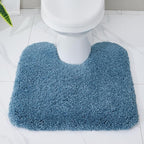 Blue Toilet Rug 22x24 Non Slip Fluffy Toilet Floor Mat U Shaped Washable Bathroom Contour Rug for Toilet Absorbent Thick Toilet Carpet
