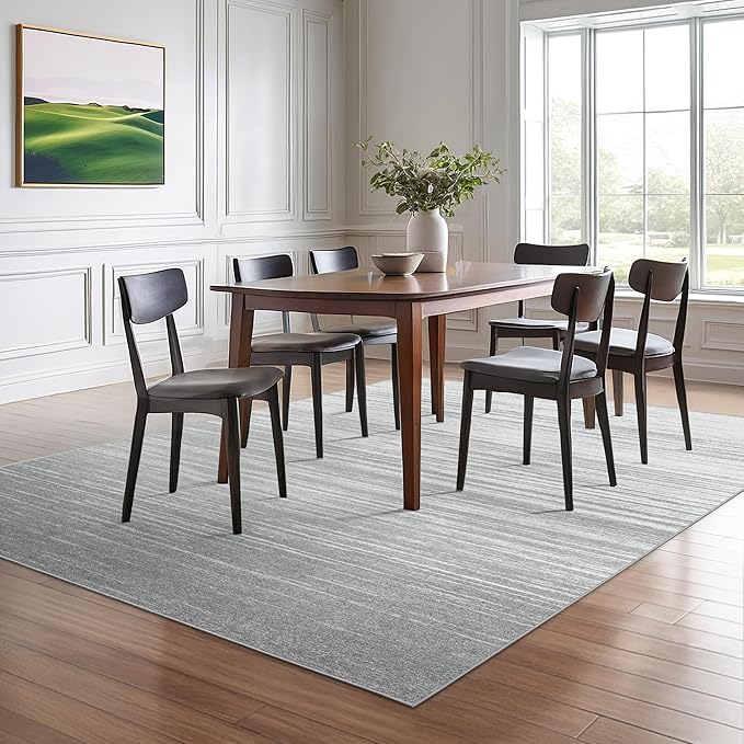 Valenrug Washable Rugs 5x7 - Non Slip 5x7 Area Rugs for Living Room, Stain Resistant Area Rugs for Bedroom, Foldable Machine Washable Area Rug(5'x7', Grey)