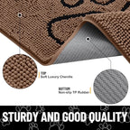 Smiry Dog Door Mat for Muddy Paws, Absorbent Dirt Trapper Non Slip Quick Dry Washable Chenille Mat for Mud Dogs, Entry Rug for Indoor and Outdoor (30x20 Inches, Coffee and Black)