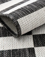Unique Loom Outdoor Striped Collection Area Rug - Striped (10' 8" Square, Charcoal/Ivory)