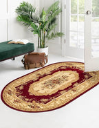 Rugs.com Chateau Collection Rug - 8' x 10' Oval Red Medium Pile Rug
