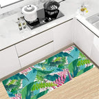 Tropical Rug Runner 2x6ft - Non-Slip Durable Floral Leaf Pattern Carpet for Hallway, Stairs, Entryway, Easy Clean Floor Decor