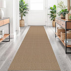 Braided Runner Rug 2x10 Ft Washable Runners for Hallways Non Slip Kitchen Runner Rug Cotton Long Entryway Runner Indoor, Woven Carpet for Hall Kitchen Entryway, Orange/Tan/Brown