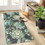 Lahome Floral Small Runner Rug - 2x5 Laundry Rug Runner Non-Slip Washable Soft RoomThrow Lightweight Hallway RCarpet ugs Indoor, Boho Blue Paisley Carpet for Bathroom Kitchen Entryway