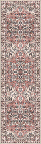 KOZYFLY Runners for Hallways 2x7 Ft Washable Kitchen Runner Rug Boho Runner Rug for Entryway Indoor Printed Faux Wool Long Floor Carpet Runner for Bedroom Laundry Kitchen Hallway, Terracotta/Beige