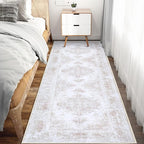 Runner Rug 2x6 Vintage Rugs, Machine Washable Kitchen Runner Retro Medallion Distressed Rug Non-Slip Soft Low Pile Hallway Rugs for Entryway Bedroom Bathroom Laundry(Beige,2'x6')