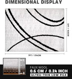 YIHOUSE Modern Area Rugs for Bedroom,5x7 Washable Black and White Rug, Thin Abstract Geometric Minimalist Striped Rug, Black Rugs for Bedroom,Kitchen,Dining Room Office