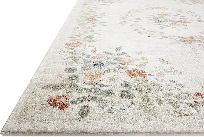 Loloi Rifle Paper Co. Laurel Collection LAU-01 Cream 2'-8" x 4' Accent Rug