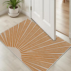 Boho Sun Print Area Rug for Living Room 4x6, Modern Abstract Non-Slip Washable Rugs, Soft Stripe Minimalism Carpet for Bedroom, Nursery, Entryway, Dining Room & Office Decor, Orange White