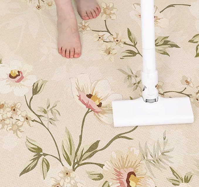 Rustic Brick Texture Area Rug 8x10 Yellow Farmhouse Washable Non Slip Living Room Rugs Retro Large Carpet for Dining Room Bedroom Playroom Home Office Stain Resistant Durable Indoor Mat