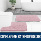OLANLY Toilet Rugs U-Shaped 24x20, Extra Soft Absorbent Chenille Contour Bathroom Rugs for Toilet, Dry Quickly, Machine Washable, Non-Slip Bath Mat, Dusty Rose