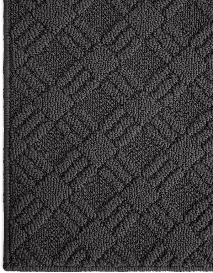 LUMI Indoor Door Mat, Absorbent Non-Slip Thin Doormat, Washable Door Mats, Woven Pattern Inside Floor Mat, Ideal for Entryway, Front Door, Home Decor, 48"x72", Woven Grey