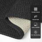 Braided Runner Rug 2.6x8 Ft Washable Runners for Hallways Non Slip Rubber Backed Kitchen Runners Cotton Entryway Runner Indoor, Woven Floor Carpet for Hall Kitchen Bedroom, Black/Grey