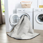 LUXE WEAVERS Modern Farmhouse White 8x10 Washable Area Rug, Anti-Slip Diamond Pattern Carpet