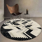 Round Geometric Area Rug for Living Room | Soft & Durable Modern Carpet for Home Décor | Anti-Skid Cotton Mat for Bedroom, Study, or Office(6x6)