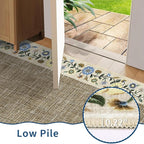 GarveeHome Washable Rugs for Living ROM 8 x 10 Large Area Rug Farmhouse Floral Bordered Bedroom Carpet Indoor Non-Slip Nursery Mat Soft Non Shedding Stain Resistant Carpet for Dining Room, Dark Camel