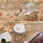 Morebes Boho Kitchen Runner 8 ft, Floral Halway Runner Rugs Non Silp Washable, Soft Low-Pile Flower Botanical Indoor Floor Throw Carpet for Entryway Bedside Bathroom, Brown