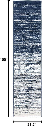 SAFAVIEH Adirondack Collection Runner Rug - 2'6" x 14', Navy & Ivory, Modern Ombre Design, Non Shedding & Easy to Clean, Ideal for Hallway, Foyer, Kitchen, Entryway, Bedroom (ADR113N)
