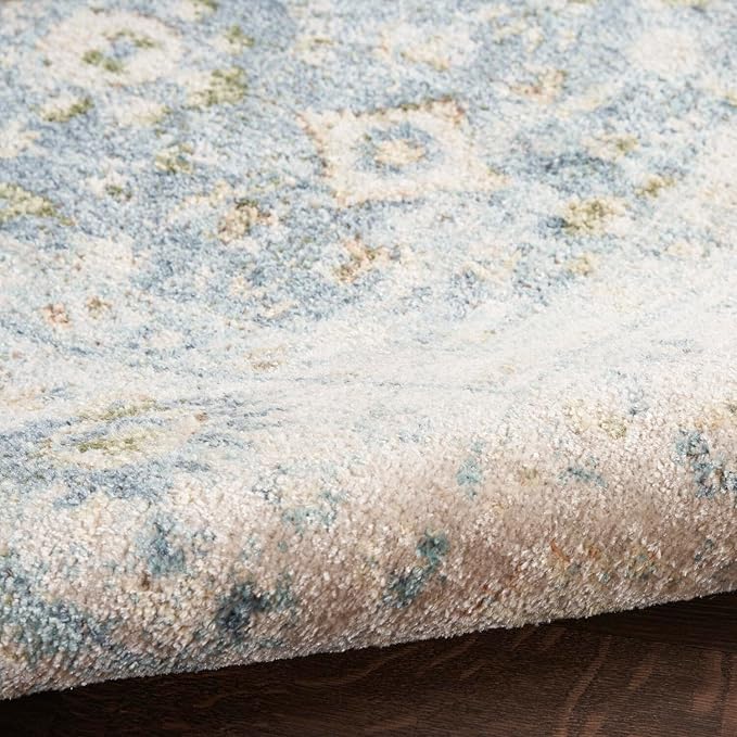 Nourison Home Astra Machine Washable Teal Beige 6'7" x 9' Area Rug Easy Clean, Non Shedding, Bed Room, Living Room, Dining Room, Kitchen (7' x 9')