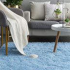 Beglad Fluffy Area Rugs 4x6 Feet, Modern Minimalist Style Shag Rugs, Non-Slip Indoor Carpet Soft Rugs for Bedroom, Living Room & Kids Room, Cobalt Blue