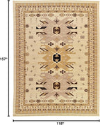 Unique Loom Taftan Collection Border Geometric Tribal Inspired Design Area Rug (9' 10 x 13' 0 Rectangular, Ivory/ Tan)