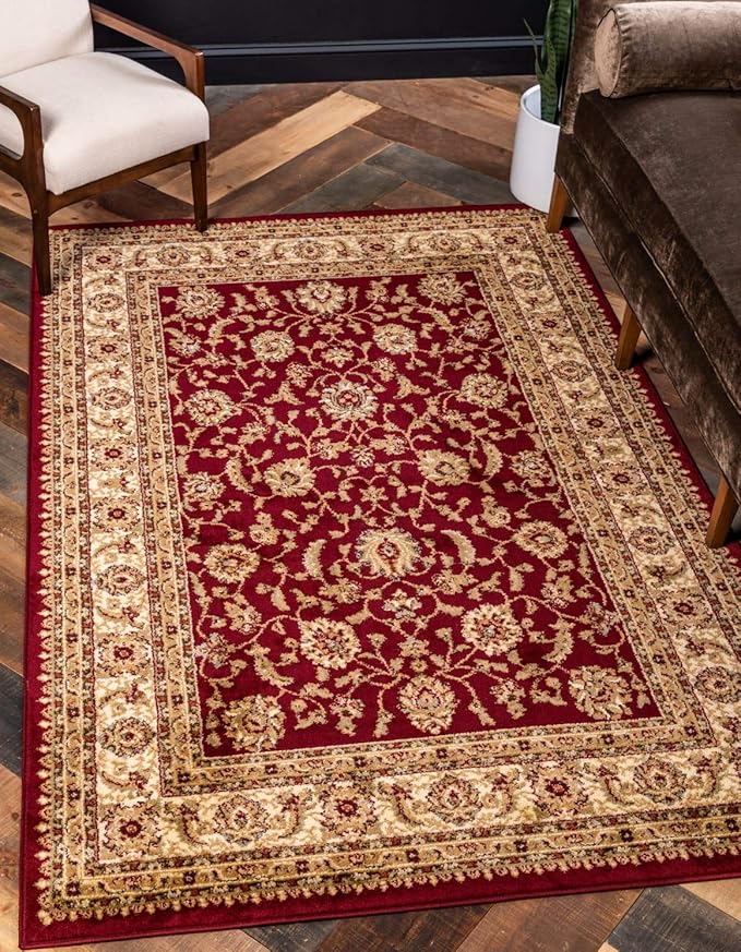 Unique Loom Voyage Collection Traditional Oriental Classic Intricate Design Area Rug (5' 0 x 8' 0 Rectangular, Red/Gold)