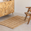 HOMEMONDE Natural Braided Jute Rug 3x5 ft - Hand Woven Off White Stripe Rustic Vintage Reversible Area Rugs for Bedroom, Kitchen, Living Room, Dining Room, Entryway and Doormat