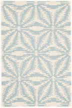 Dash & Albert Aster Sky Hand Micro Hooked Wool Rug, 3 X 5 Feet, Blue Geometric Pattern