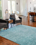 Unique Loom Davos Shag Collection Area Rug - Solid (7' 1" Square, Aqua)