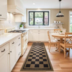 Vasofe 2x6 Runner Rug for Hallway, Washable Checkered Jute Rugs, Outdoor Indoor Patio Porch Balcony Bedroom Kitchen Laundry Geometric Mat, Non Slip Plaid Farmhouse Design Carpet, Black and Brown