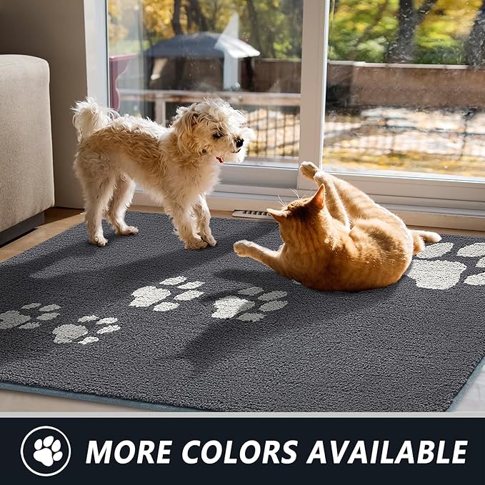 Timo Indoor Door Mat, 24"x36" Super Absorbent Dog Mats for Muddy Paws, Low-Profile Washable Entryway Rug, Rubber Backing Non Slip Front Door Mats, Resist Dirt Inside Entrance Doormat for Shoes, Grey