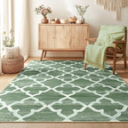 Area Rug 4x6, Moroccan Trellis Print Carpet, Machine Washable Non-Slip Rugs for Living Room, Bedroom, Dining Room & Entryway, Green