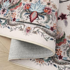 Rugcomf Vintage Paisley Kitchen Runner Rug 2'x6' - Machine Washable, Non-Slip Low Pile Floral Carpet for Laundry, Bedroom, Bathroom - Beige