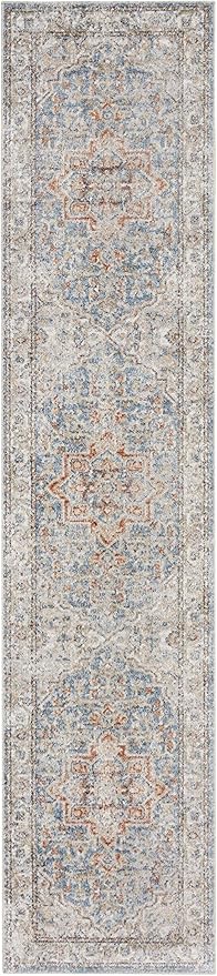 Nourison Home Astra Machine Washable Denim Multicolor 2'2" x 10' Area Rug - Easy Clean, Non Shedding, Bed Room, Living Room, Dining Room, Kitchen (10' Runner)