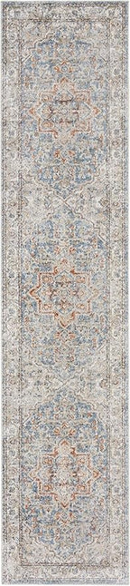 Nourison Home Astra Machine Washable Denim Multicolor 2'2" x 10' Area Rug - Easy Clean, Non Shedding, Bed Room, Living Room, Dining Room, Kitchen (10' Runner)