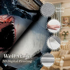Sea Shark Kids Rugs, 6x8ft, Fierce Shark 3D Printed Carpet for Indoor, Marine Animals Broken Wooden Boards Realistic Effect Floor Mat, Dirty Resistant Machine Washable Carpets for Dorm