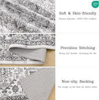 zesthome 5x7 Area Rugs - Ultra-Thin Washble Rug, Stain Resistant Anti Slip Backing Rugs for Living Room,Bedroom, Vintage Home Decor Area Rug (Grey/White,5'x7')