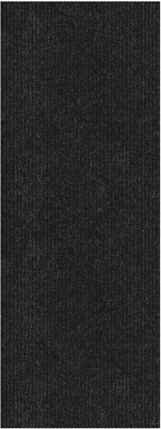 Ottomanson 2' x 9' Hallway Runner with Scraper Pile Extra Durable Non-Slip Rug Mat for Indoor & Outdoor Use - Ideal for Kitchen, Entryway, Patio & Garage - High-Traffic Carpet, Black