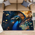 Peacock Area Rug 3x5-3x5 Rug, Wonderful Peacock Rugs for Living Room, Teal Turquoise Carpet, Peafowl Feather Washable Area Rugs for Bedroom, Aesthetics Carpet - Peafowl Home Decor & Gifts